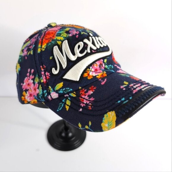 Robin Ruth Mexico Embroidered Cap Floral Pattern Bold Adjustable Fit Snapback - Picture 1 of 9